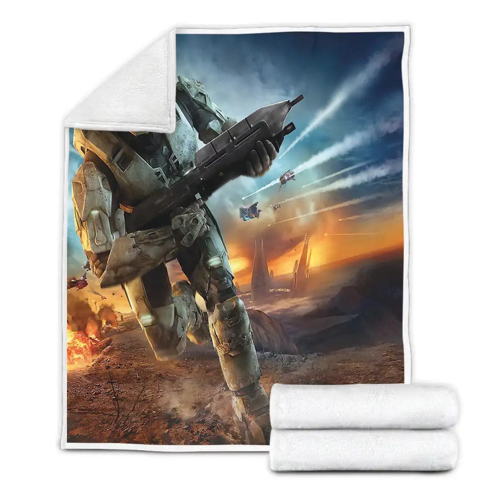 Halo Explosion Fleece Blanket Gift For Christmas Thanksgiving Halloween