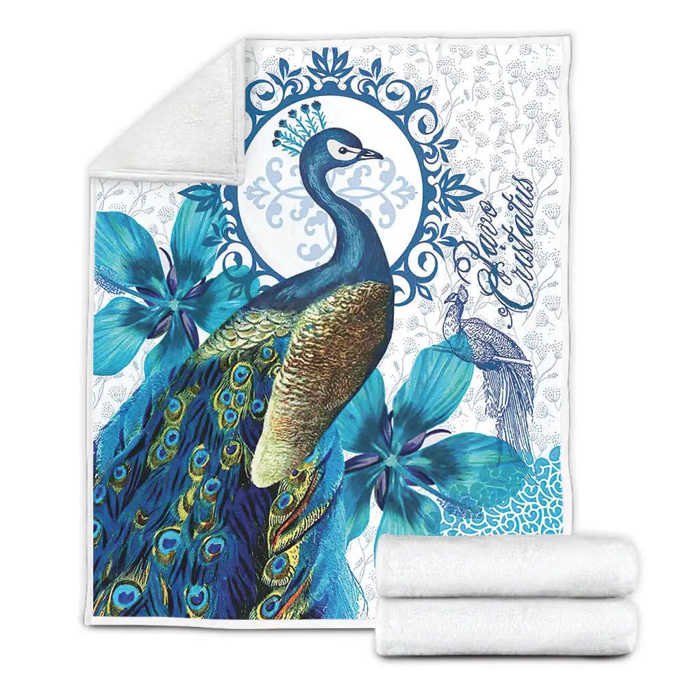 Gothic Peacock Fleece Blanket Gift For Christmas Thanksgiving Halloween