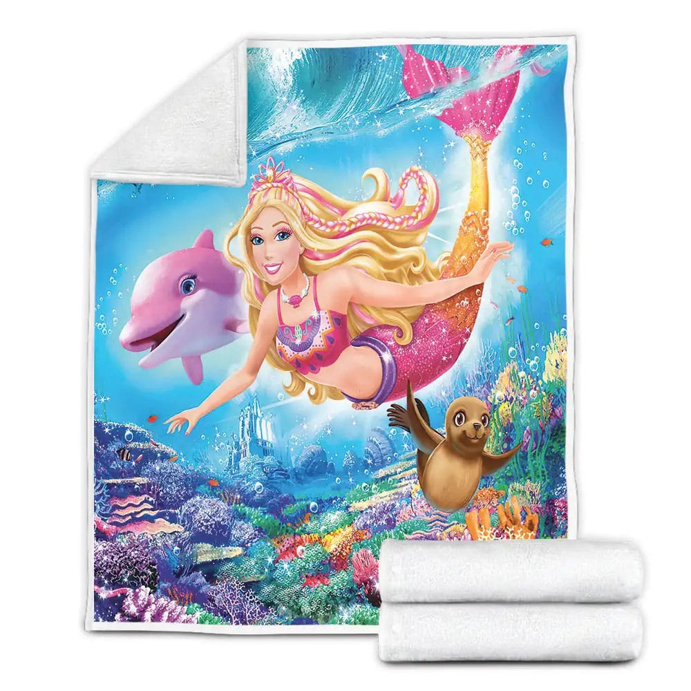 Mermaid Barbie Fleece Blanket Gift For Christmas Thanksgiving Halloween