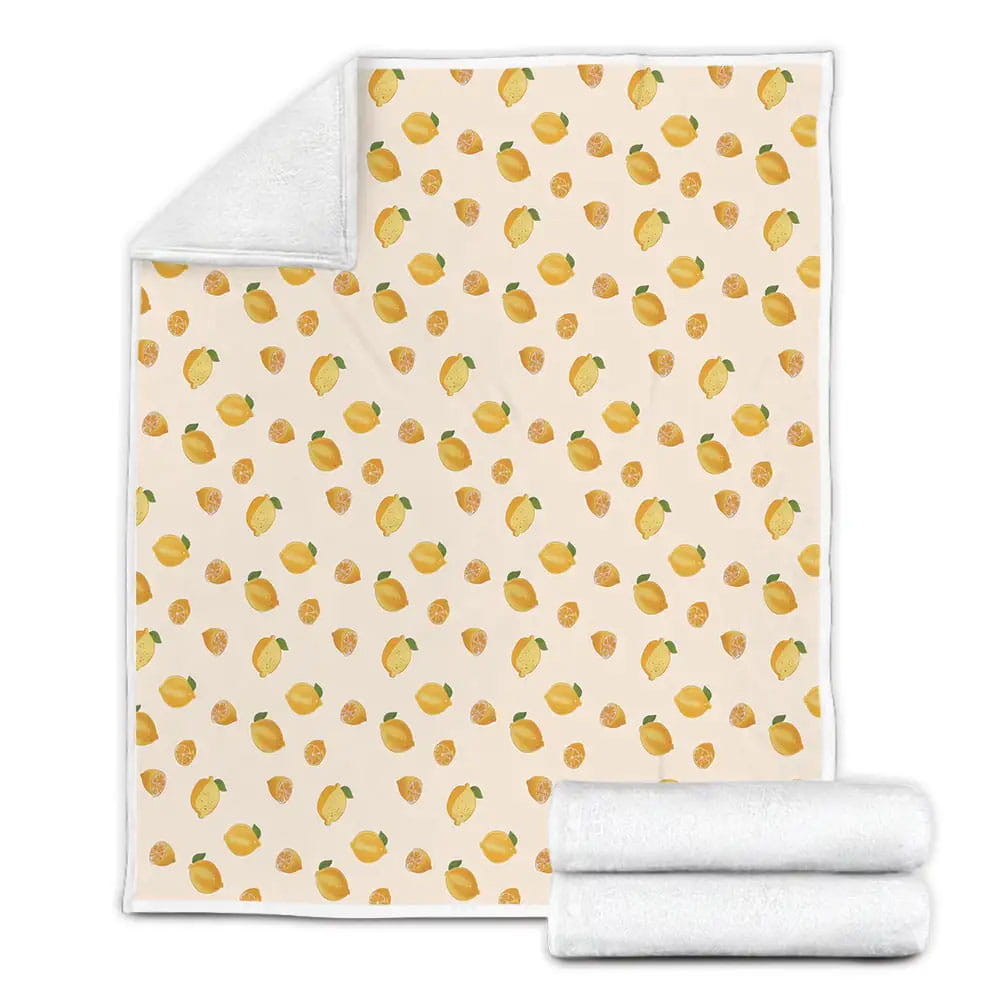 Cartoon Yellow Lemons Pattern Fleece Blanket Gift For Wife Husband Besties