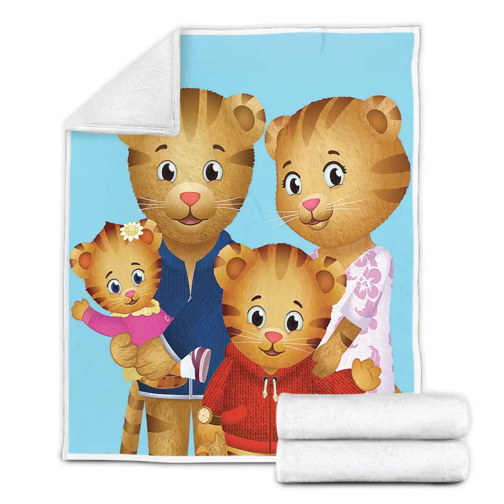 Daniel Tigers Family Picture Fleece Blanket Gift For Wife Husband Besties