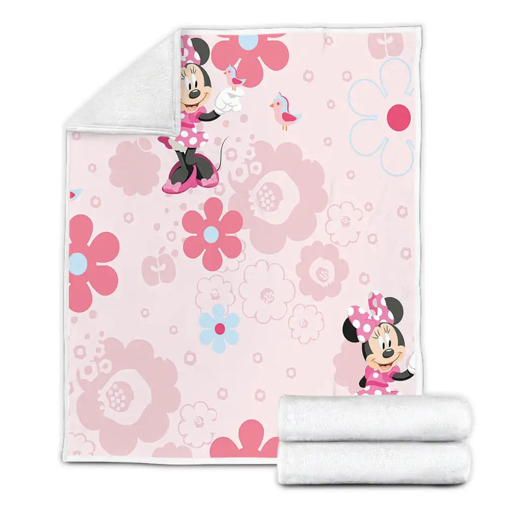 Minnie Mouse With Little Birds Fleece Blanket Gift For Wife Husband Besties