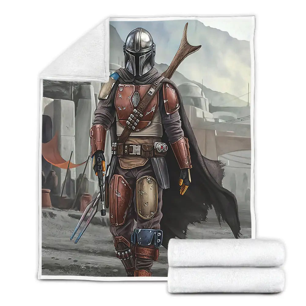 The Mandalorian In Bounty Hunter Costume Fleece Blanket Perfect 
