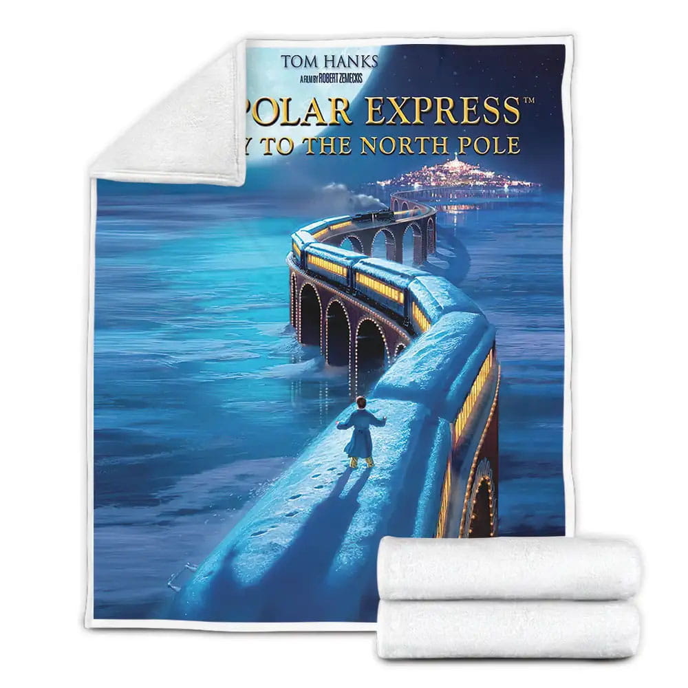The Polar Express Movie Poster Fleece Blanket Gift For Wife Husband Besties