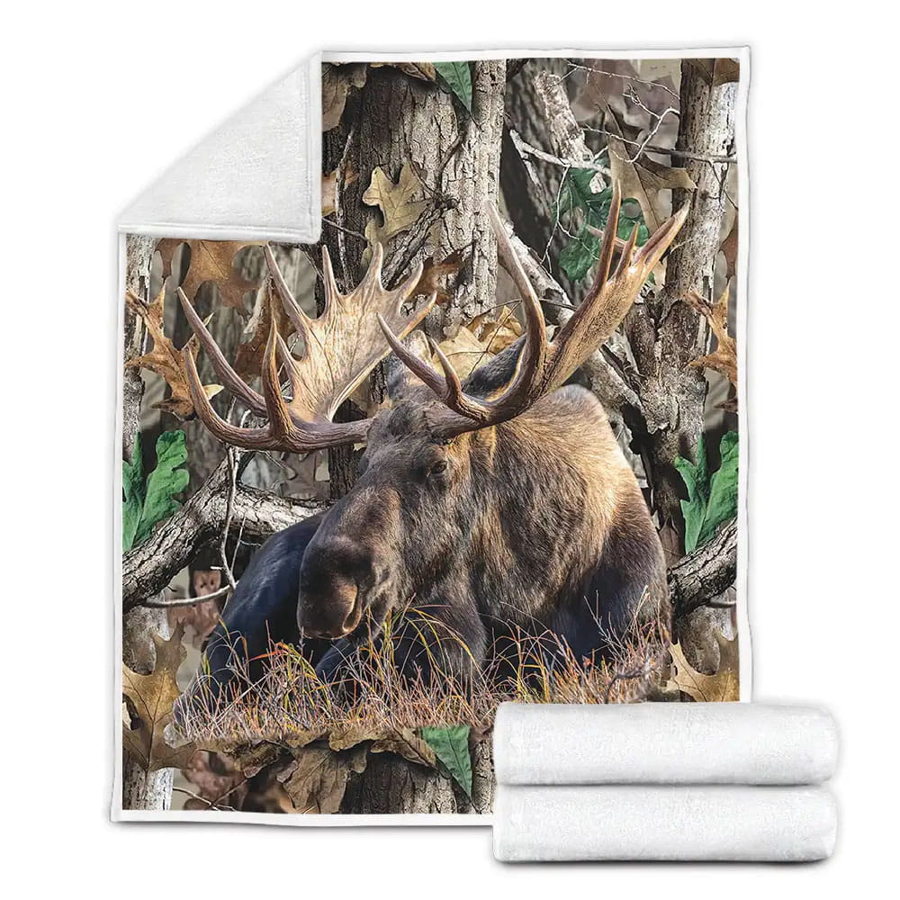Beautiful Moose Fleece Blanket Gift For Christmas Thanksgiving Halloween