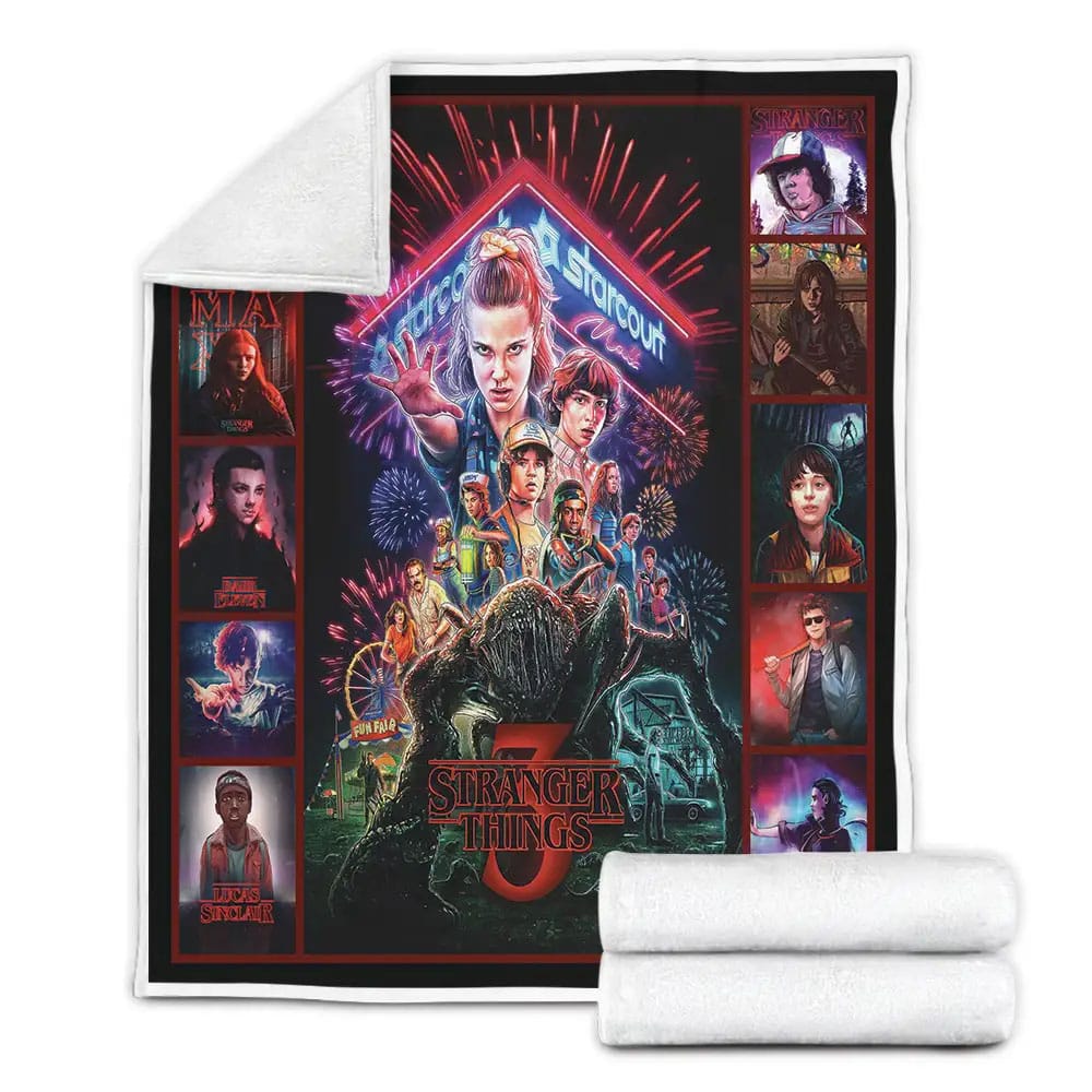 Stranger Things Fleece Blanket Gift For Christmas Thanksgiving Halloween