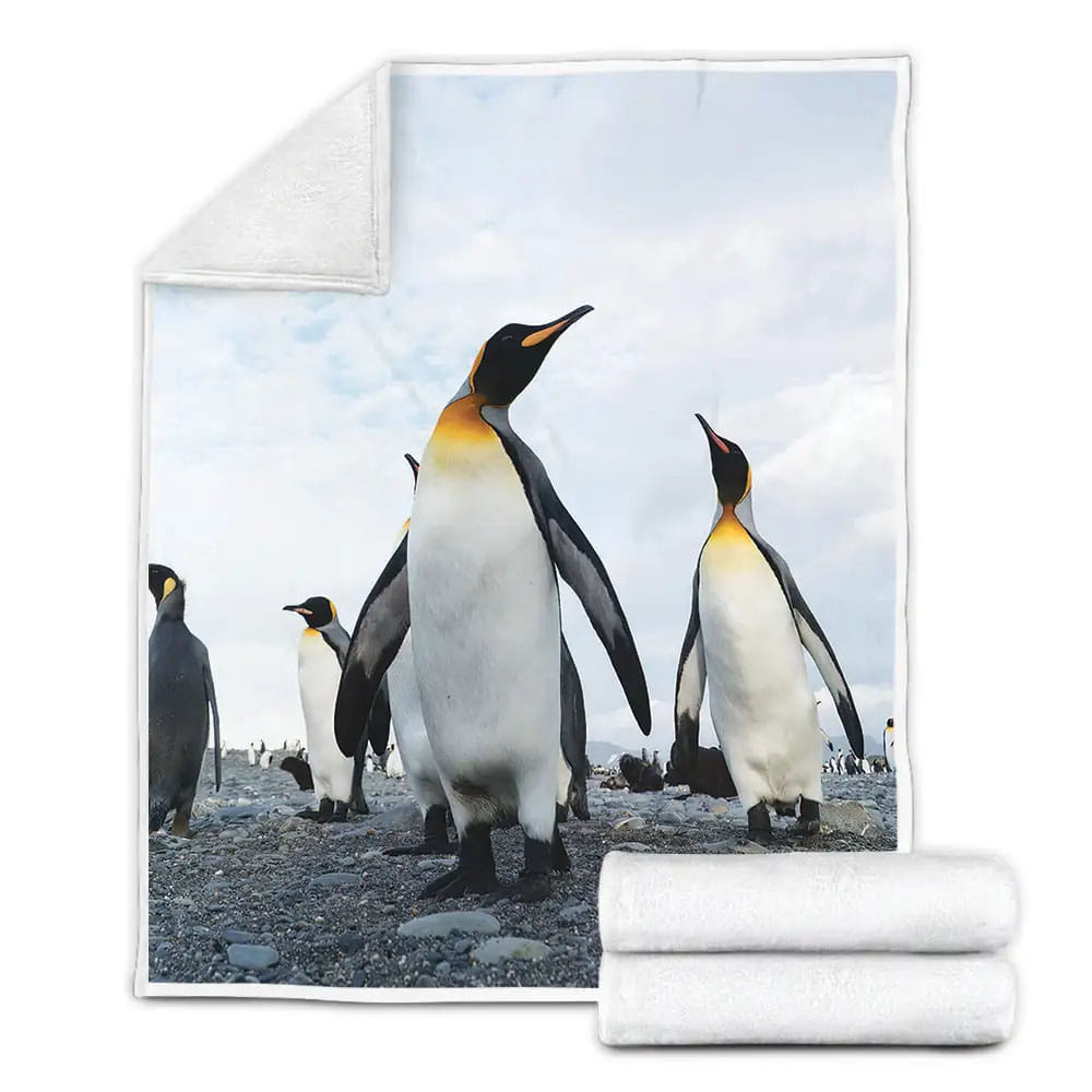 Penguins Fleece Blanket Gift For Birthday Halloween Christmas Thanksgiving