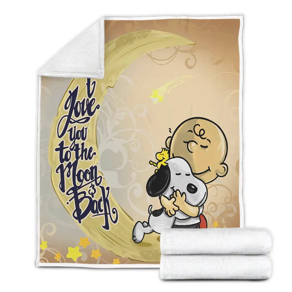 Love Snoopy To The Moon And Back Fleece Blanket Gift For Wife Husband Besties