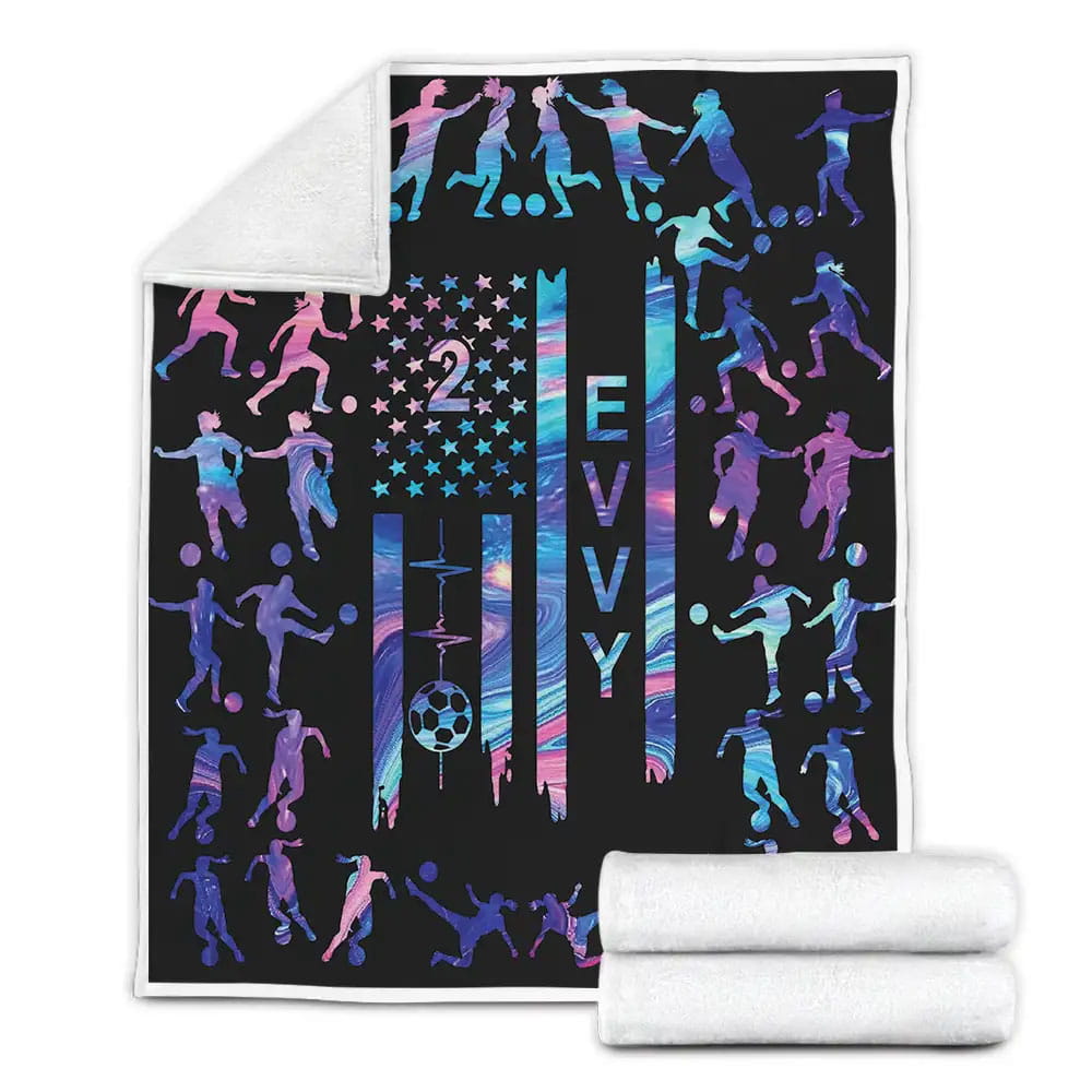 Soccer Holographic Flag Custom With Name Fleece Blanket Perfect 