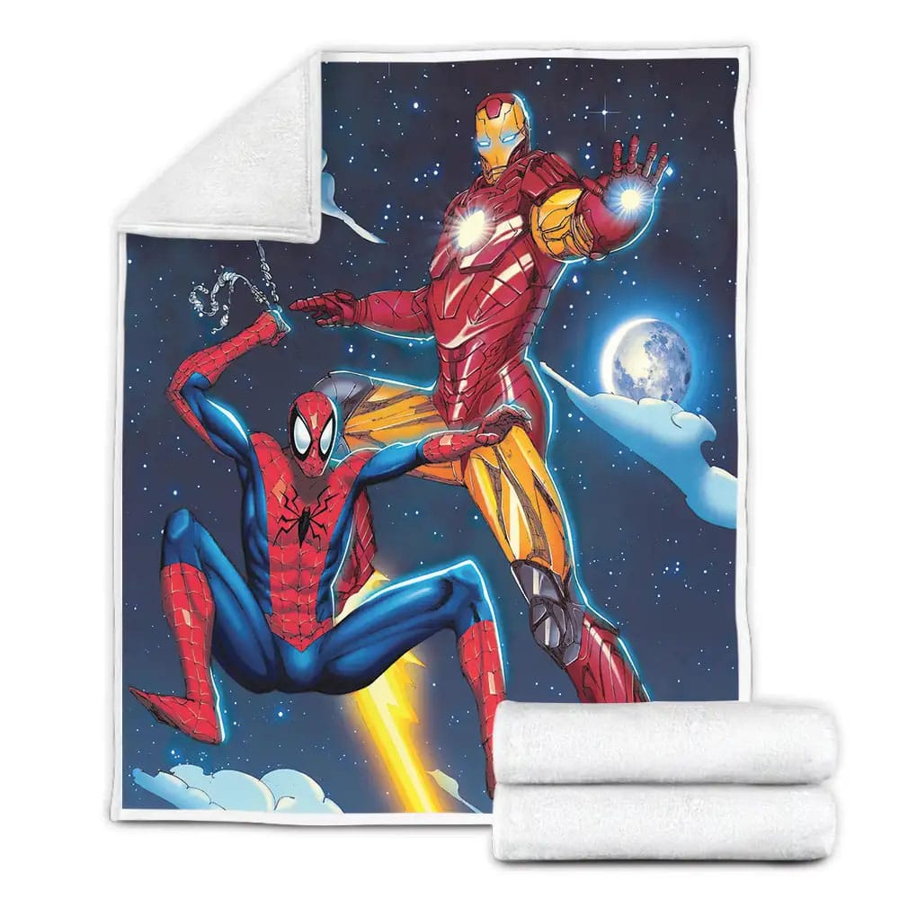 Iron Man And Spider-Man Marvel Outer Space Fleece Blanket Perfect 