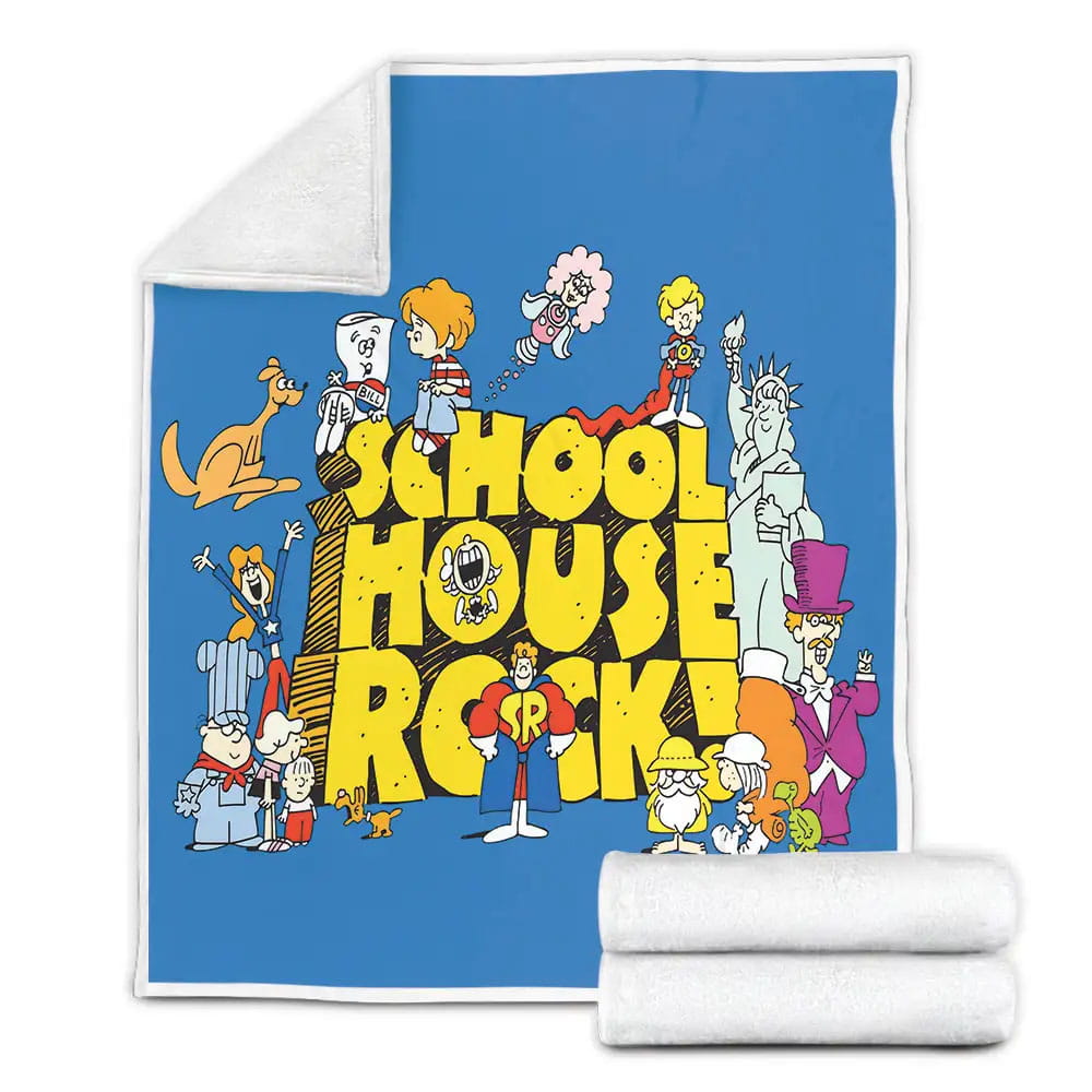Schoolhouse Rock! Characters Around Logo Fleece Blanket Perfect 
