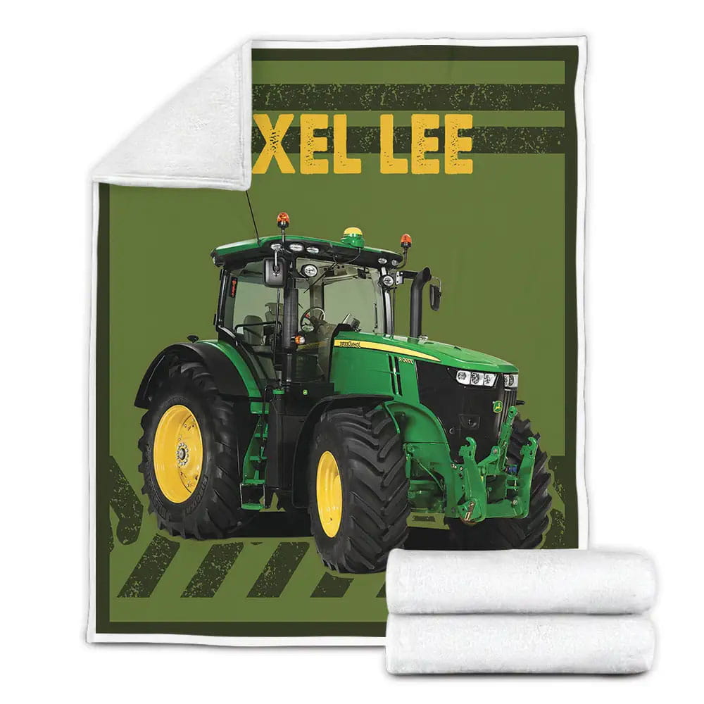 Custom Name John Deere Tractor Fleece Blanket Gift For Wife Husband Besties