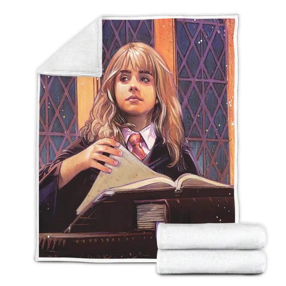 Hermione In The Class Realistic Painting Fleece Blanket Perfect 
