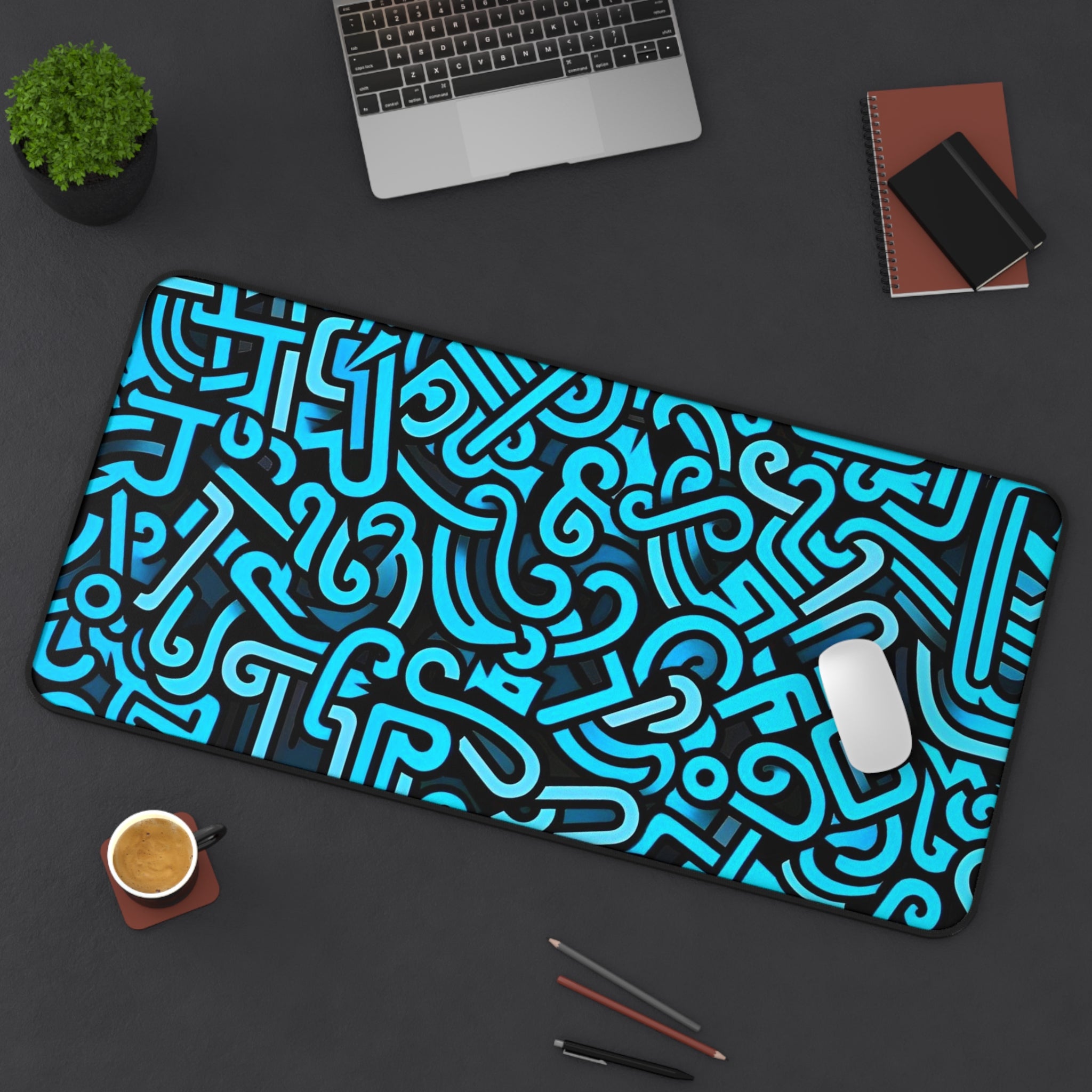 Allleftout Complicated Thing Doodles Desk Mat, Gaming Keyboard Mat, Mousepad Large, Xxl Extended Deskpad Mouse Pad