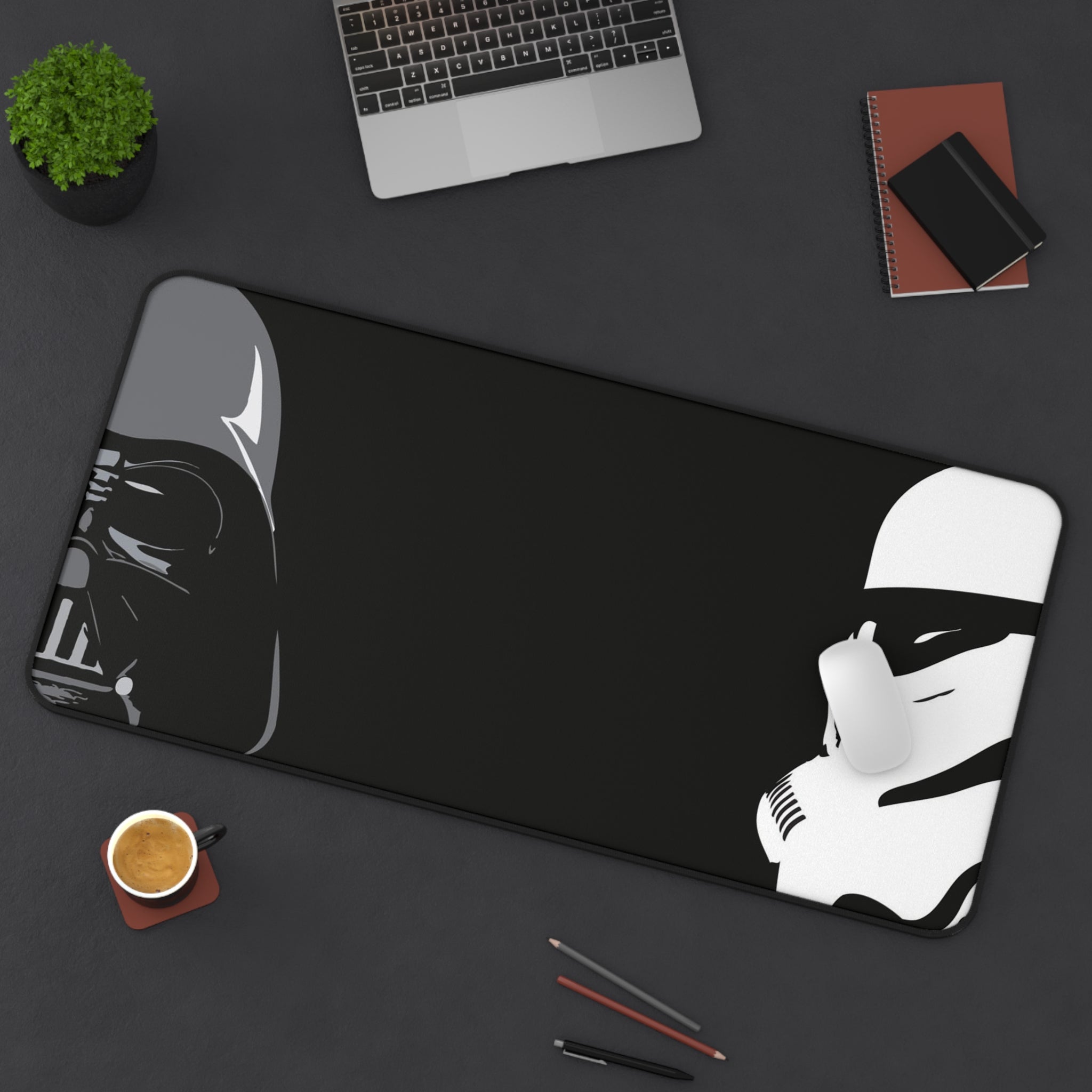 Allleftout Darth Vader And Stormtrooper Half Face Desk Mat, Gaming Mouse Mat, Mousepad Large, Xxl Deskpad Mouse Pad