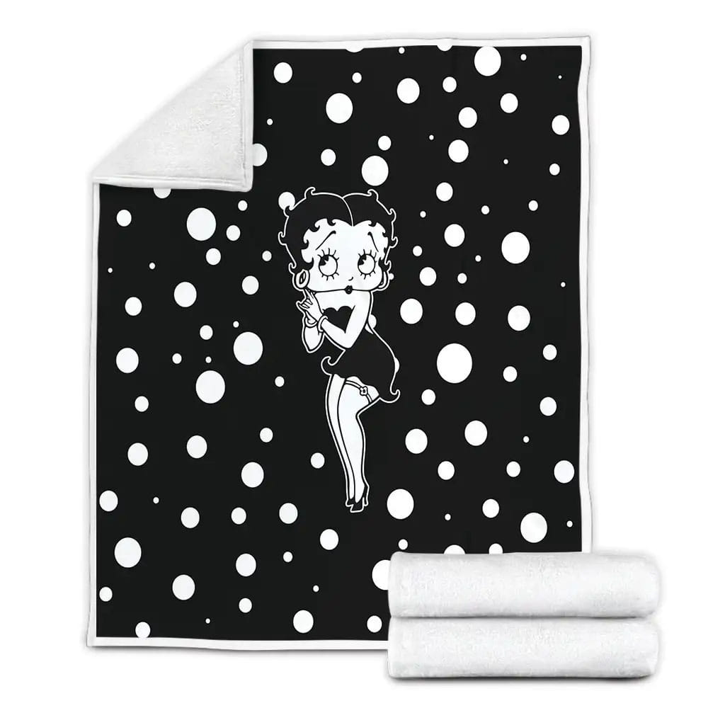 Betty Boop Black And White Dot Fleece Blanket Gift For Wife Husband Besties