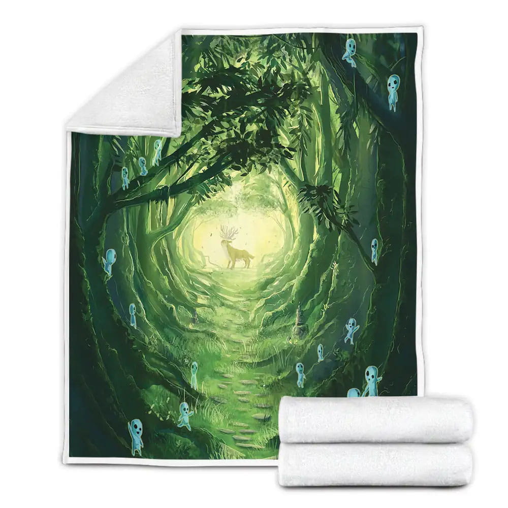 Princess Mononoke Forest Spirit Fleece Blanket Gift For Wife Husband Besties