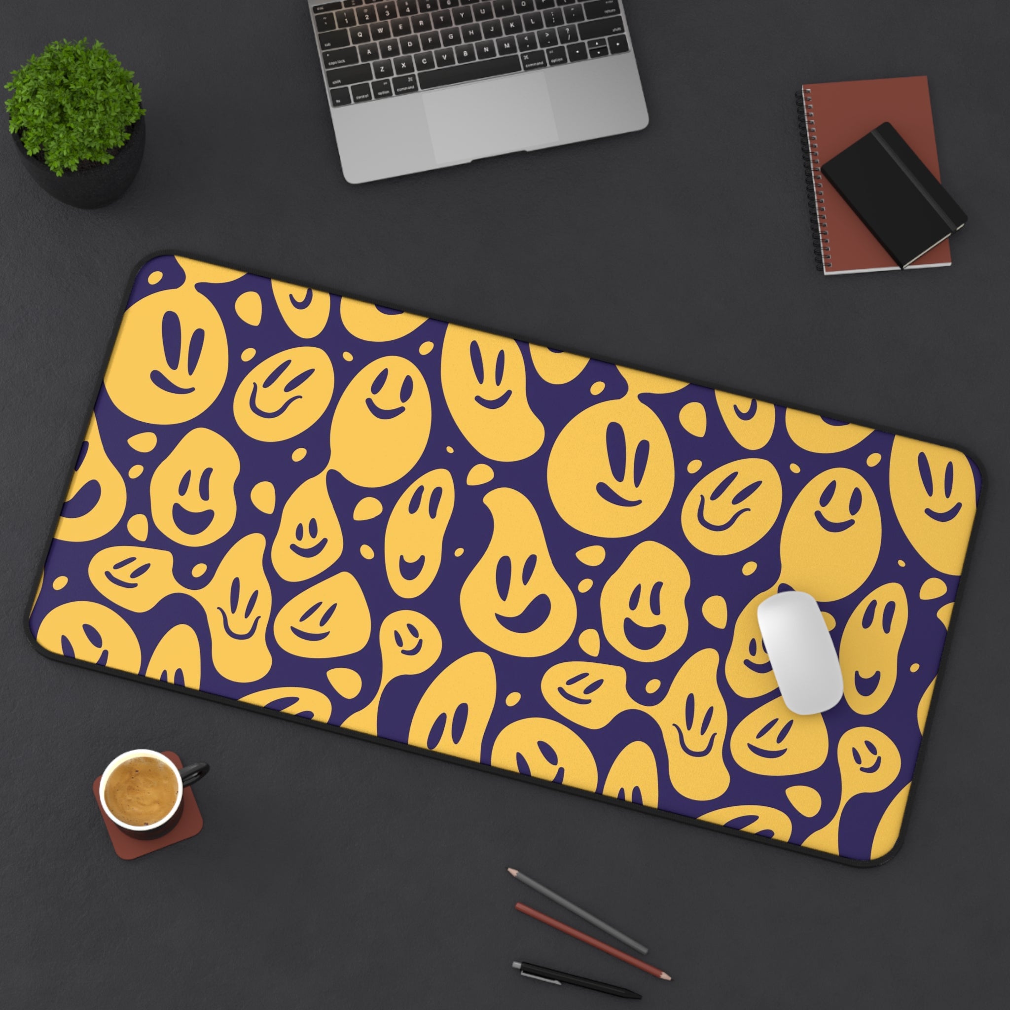 Allleftout Expanded Distorted Emoticon Desk Mat, Gaming Mouse Mat, Mousepad Large, Xxl Deskpad Mouse Pad