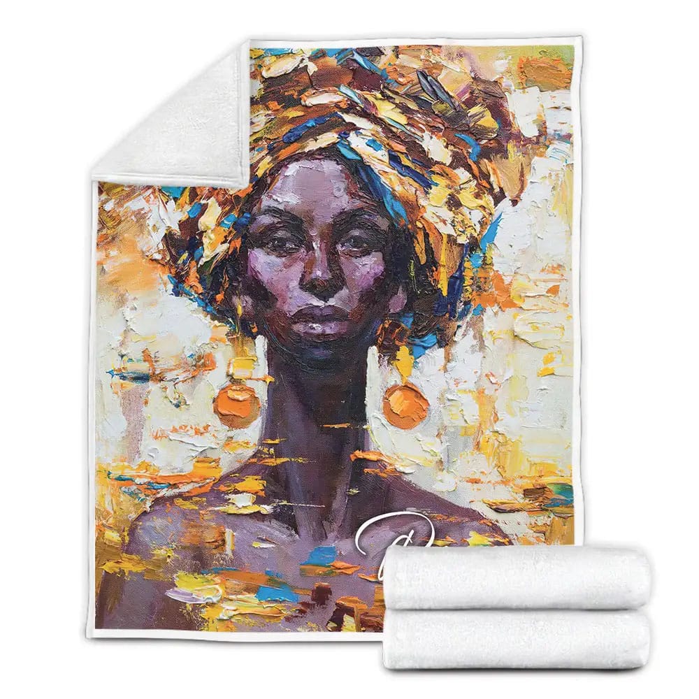 African American Black Woman Custom Name Fleece Blanket Perfect 