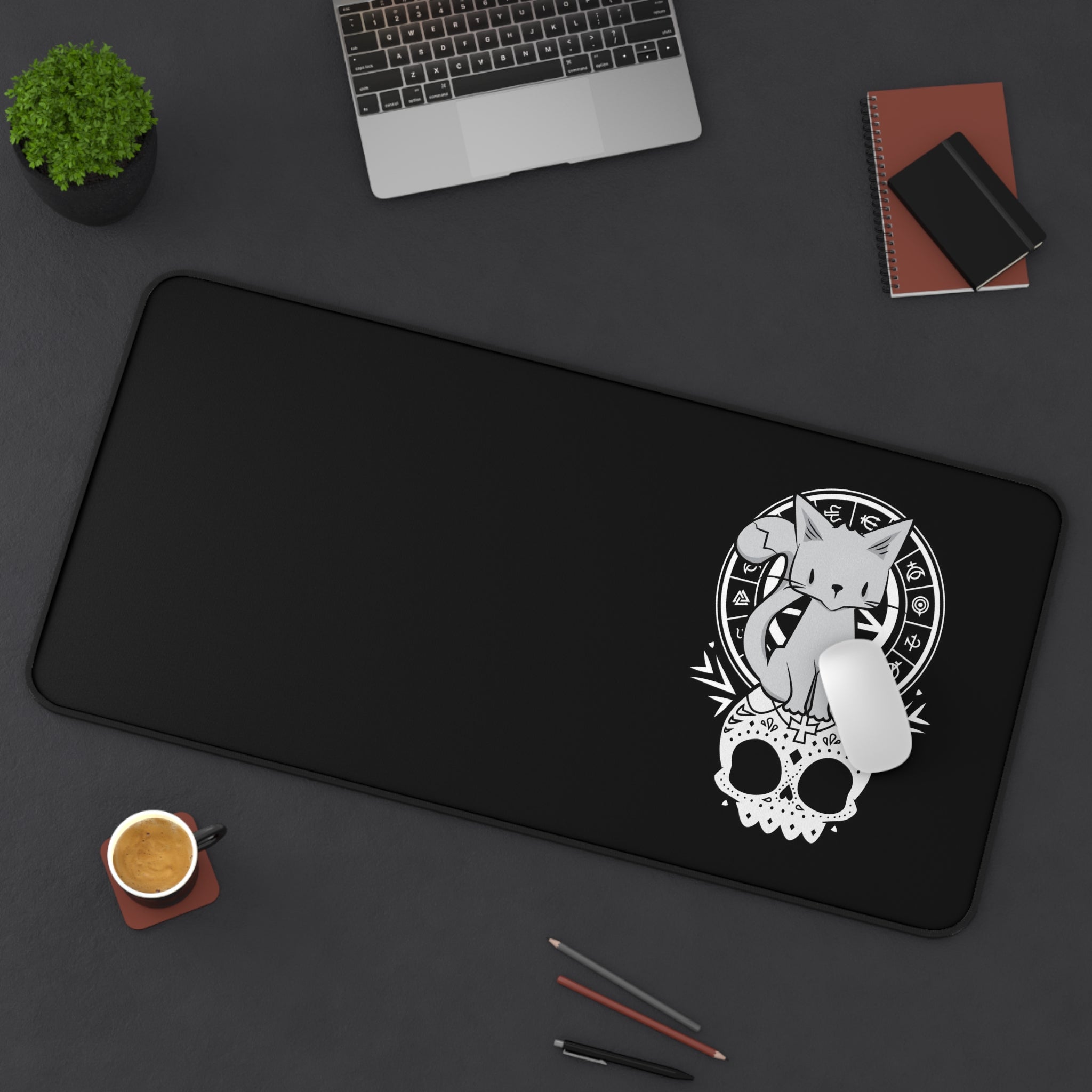 Allleftout Night Kitten Desk Mat, Gaming Mouse Mat, Xxl Deskpad Mouse Pad