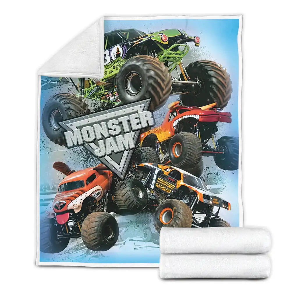 Monster Jam Tv Shows 3D Printed Fleece Blanket Gift For Wife Husband Besties