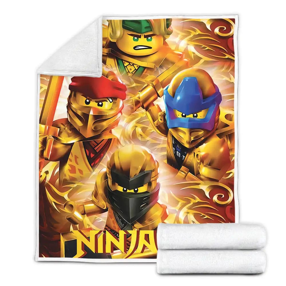 Ninjago Elemental Masters In Golden Armor Fleece Blanket Perfect 