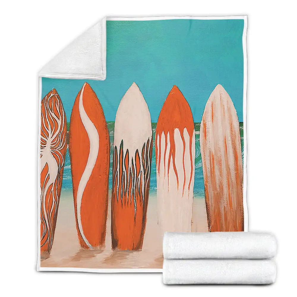 Surfboard Fleece Blanket Gift For Birthday Halloween Christmas Thanksgiving