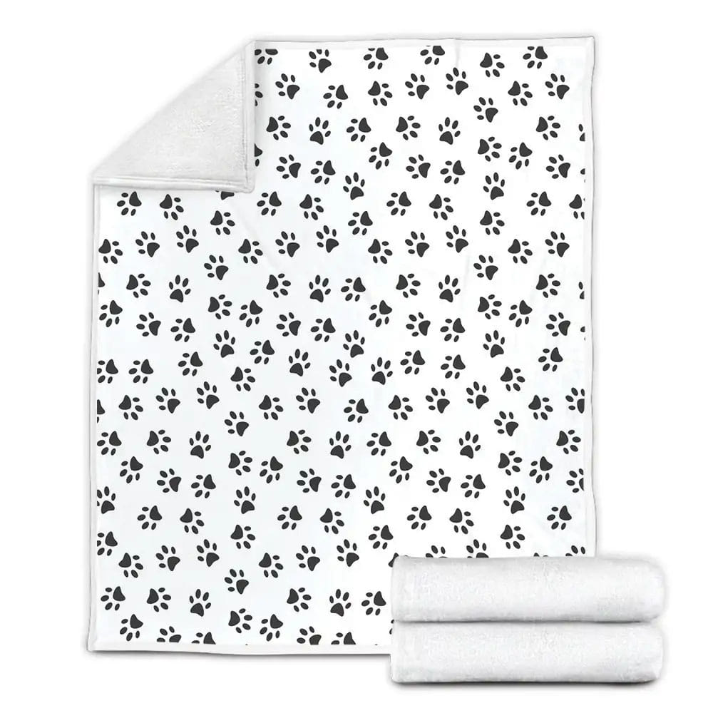 Dog Paw Patterns Fleece Blanket Gift For Christmas Thanksgiving Halloween