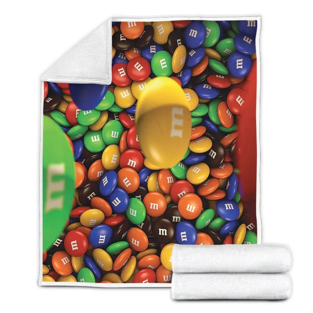 Falling MAndMs Chocolate Candies Fleece Blanket Gift For Wife Husband Besties