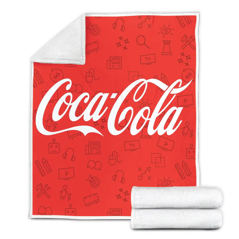 Coca-Cola Everyday Illustration Fleece Blanket Gift For Wife Husband Besties