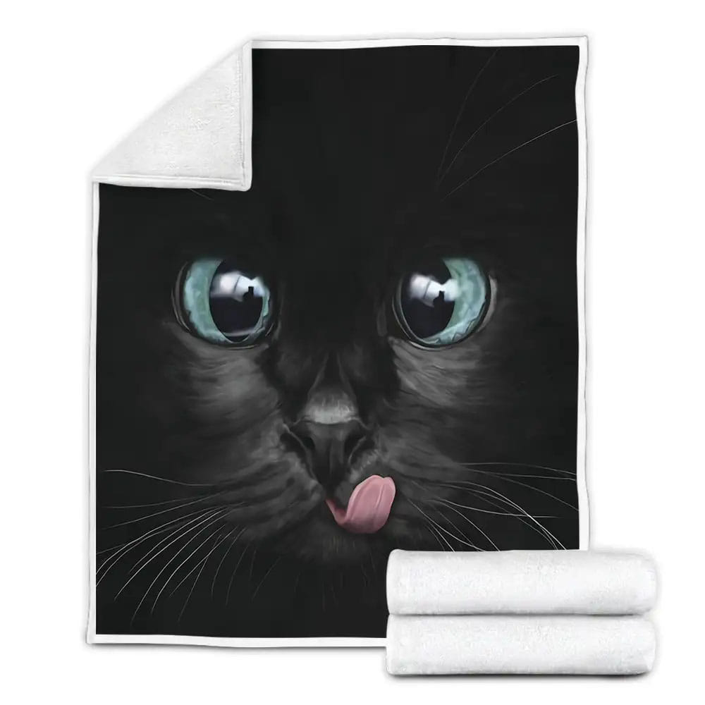 Black Cat Fleece Blanket Gift For Birthday Halloween Christmas Thanksgiving
