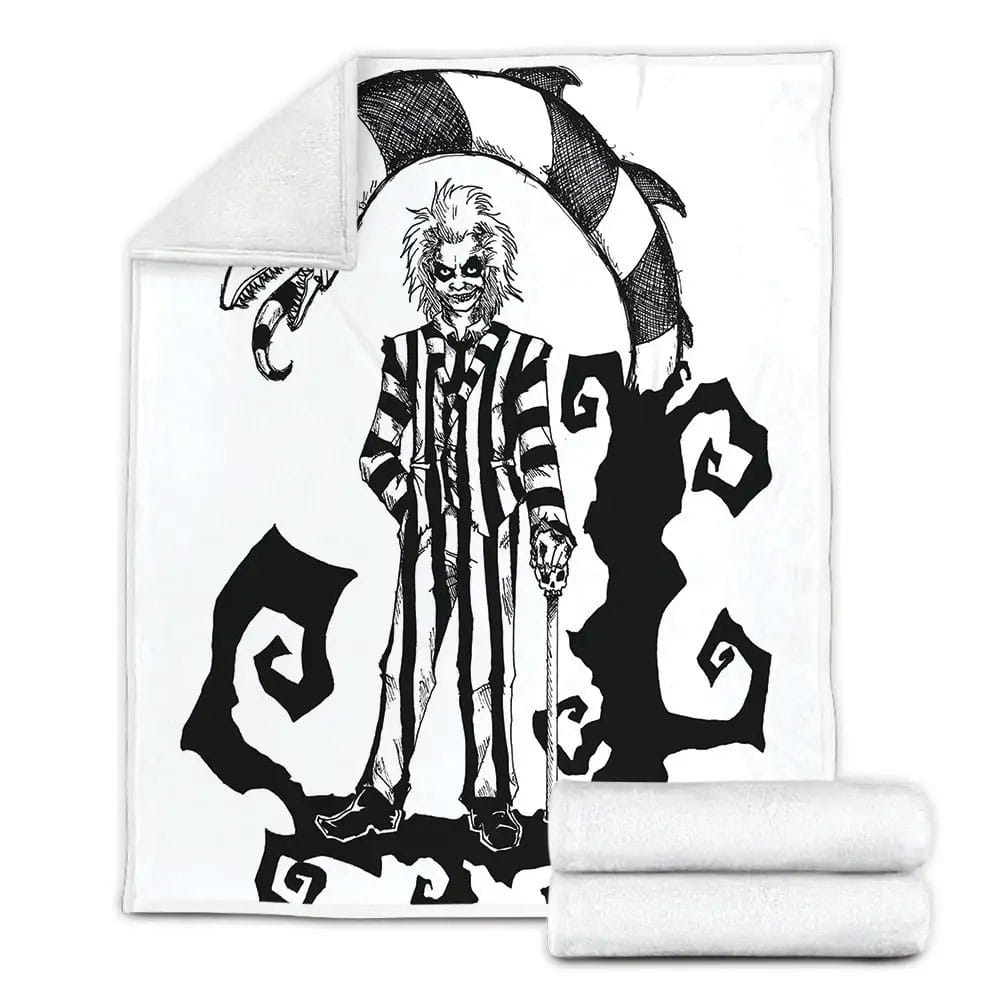 Beetlejuice And Sandworms Shadow Fleece Blanket Gift For Wife Husband Besties