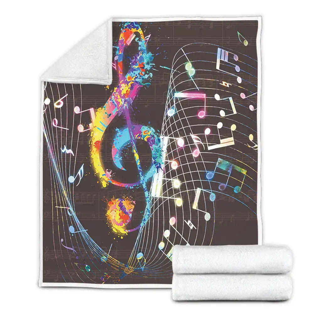 Power Music Notes Fleece Blanket Gift For Christmas Thanksgiving Halloween