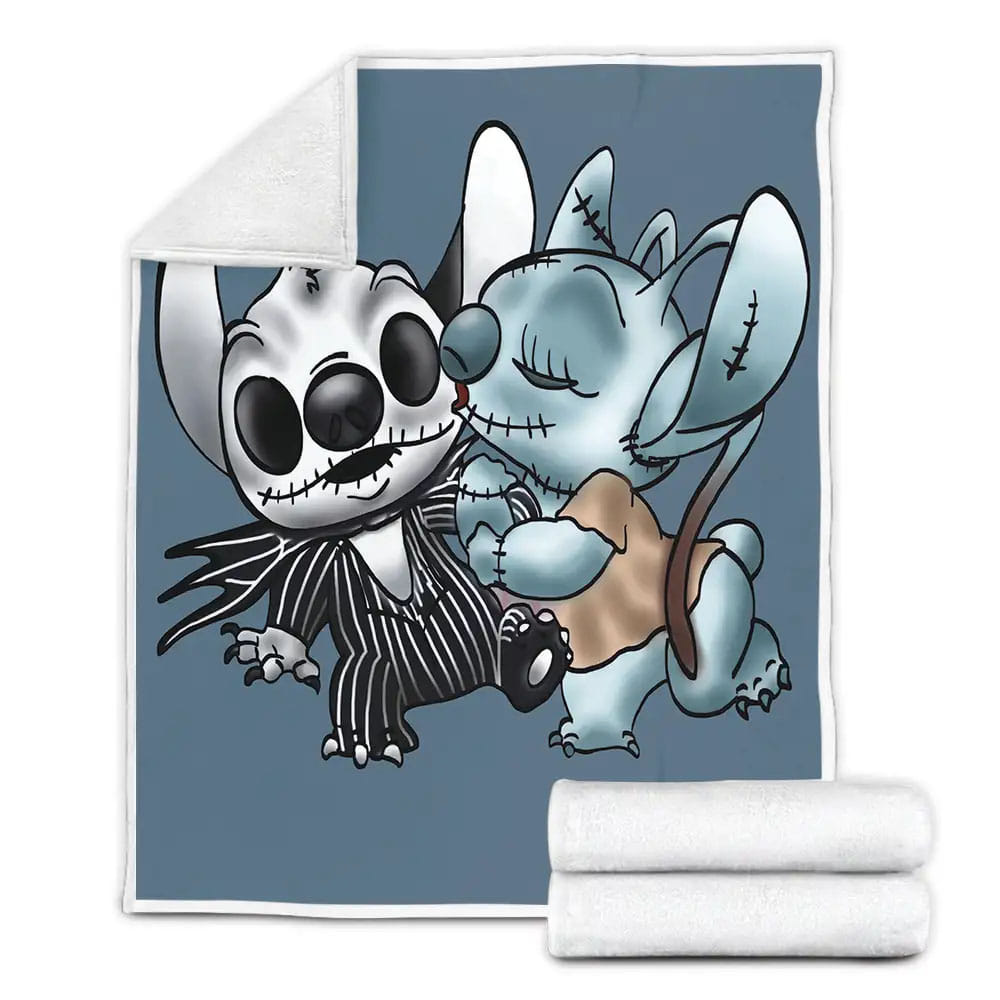 Bl- Stitch And Angel Nightmare Before Xmas Fleece Blanket Perfect 