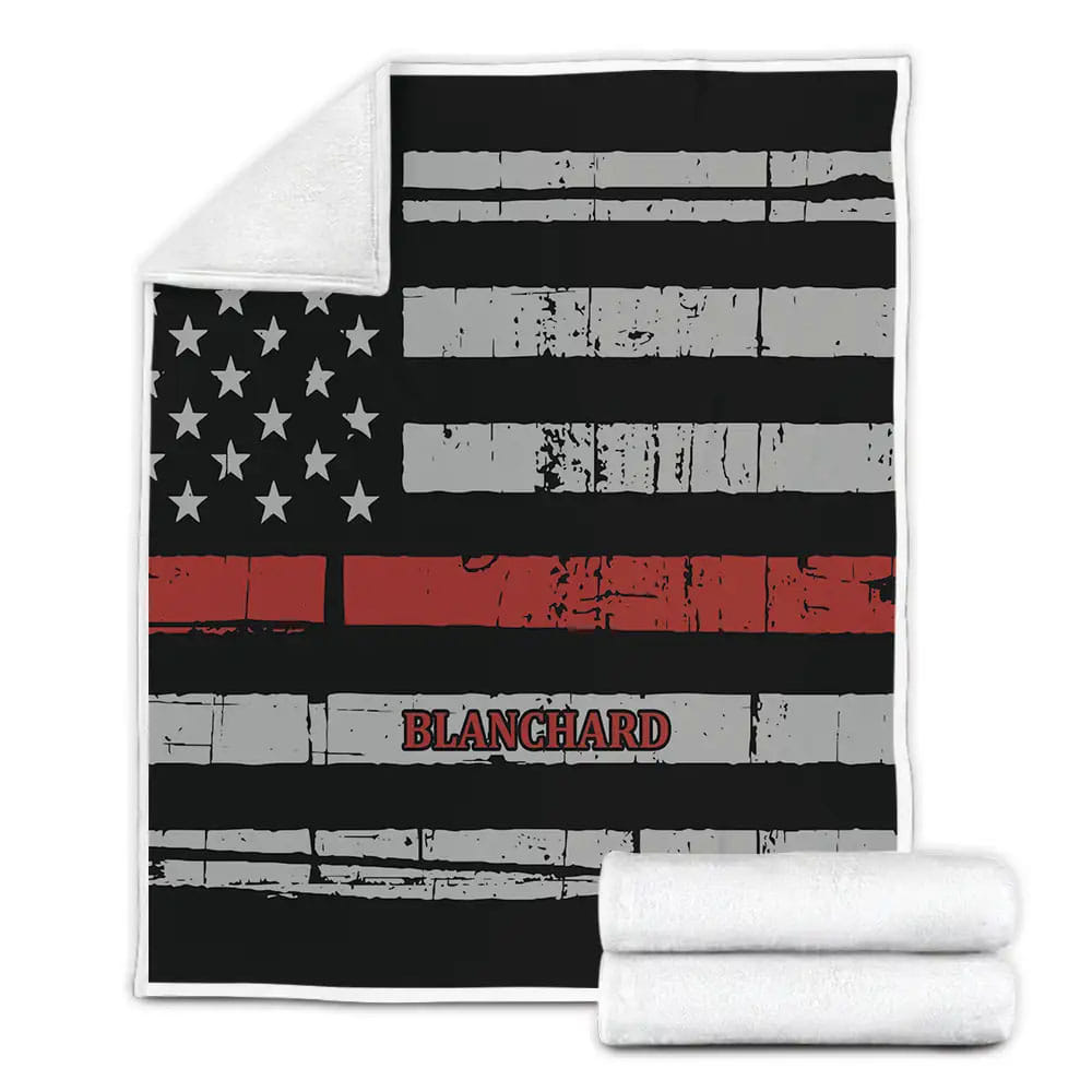 Thin Red Line Firefighter Custom Fleece Blanket Gift For Wife Husband Besties
