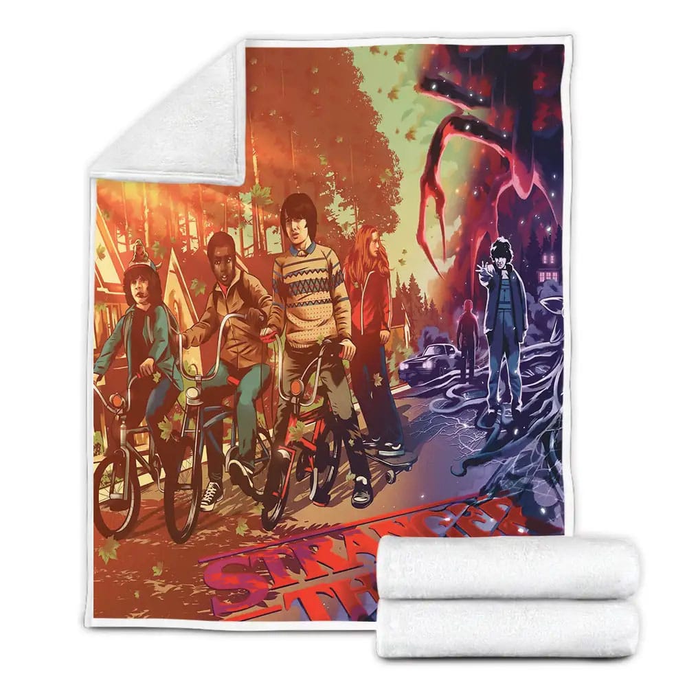 Stranger Things Characters In 3D Animation Fleece Blanket Perfect 