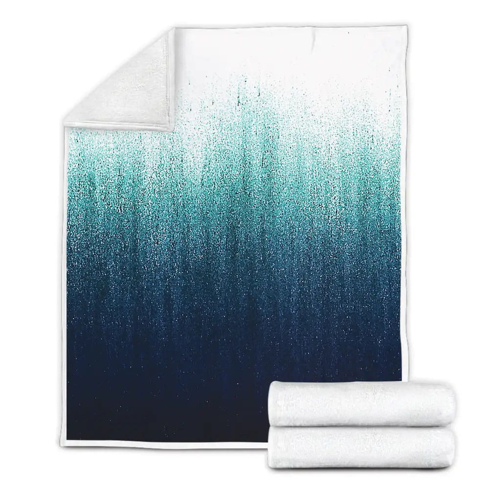 Teal Ombre Fleece Blanket Gift For Birthday Halloween Christmas Thanksgiving