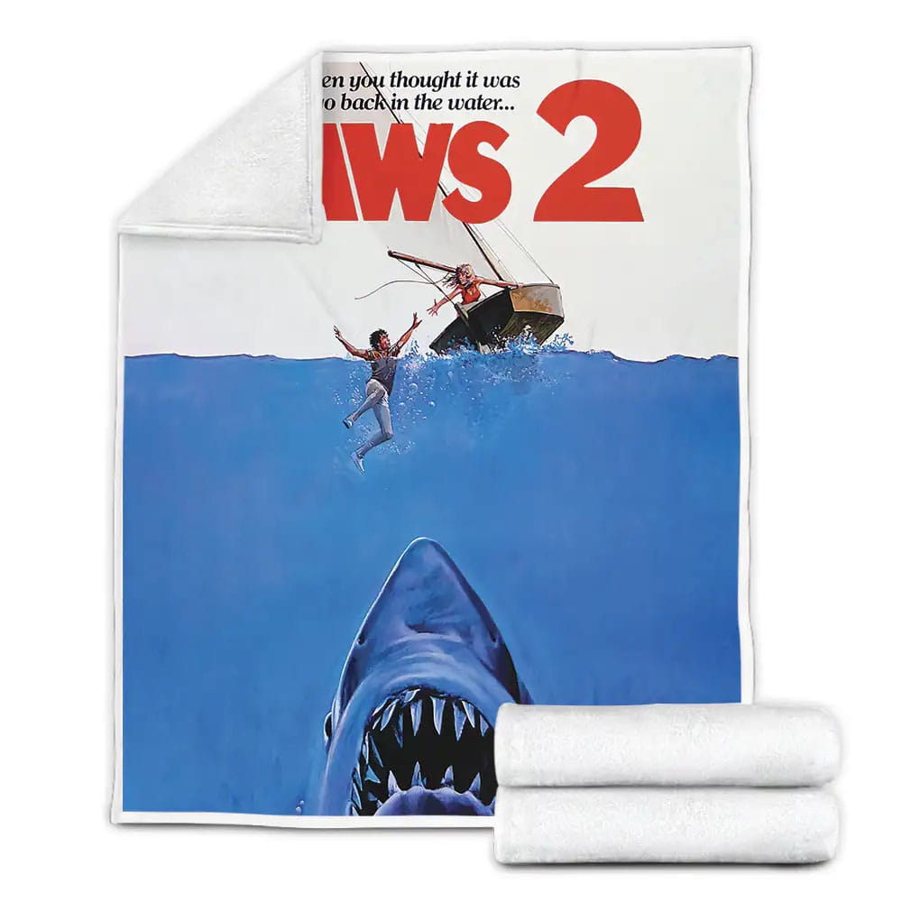 Jaws 2 1978 Shark Movie Poster Fleece Blanket Gift For Wife Husband Besties