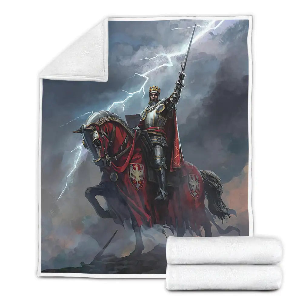 Knight The King In Thunder Storm Fleece Blanket Gift For Wife Husband Besties