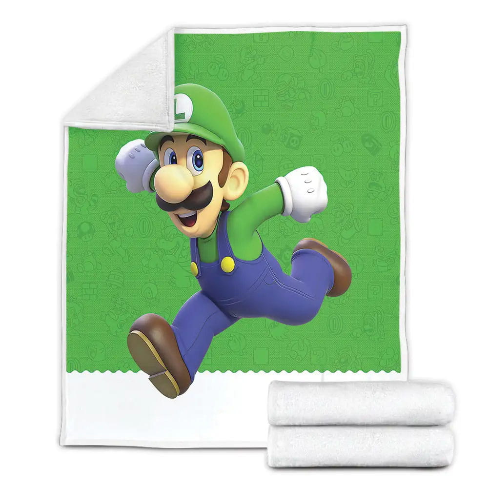 Luigi In Green Super Mario Theme Fleece Blanket Gift For Wife Husband Besties