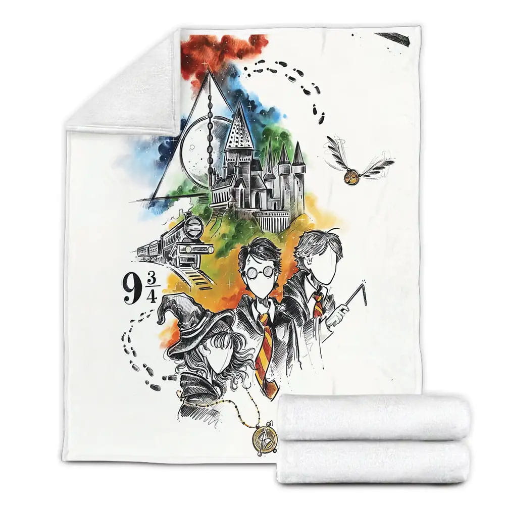 Harry Porter Into The World Of Wizards Art Fleece Blanket Perfect 