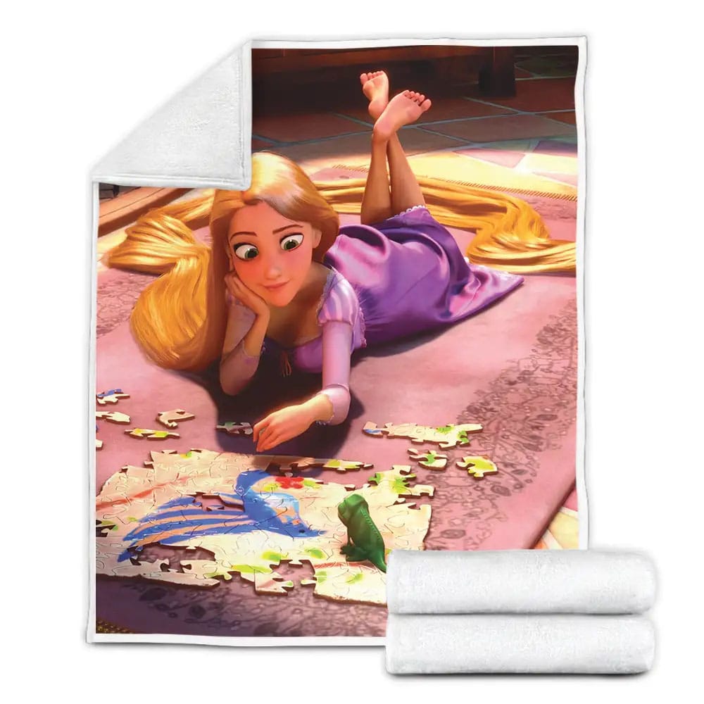 Disney Princess Rapunzel And Jigsaw Puzzle Fleece Blanket Perfect 