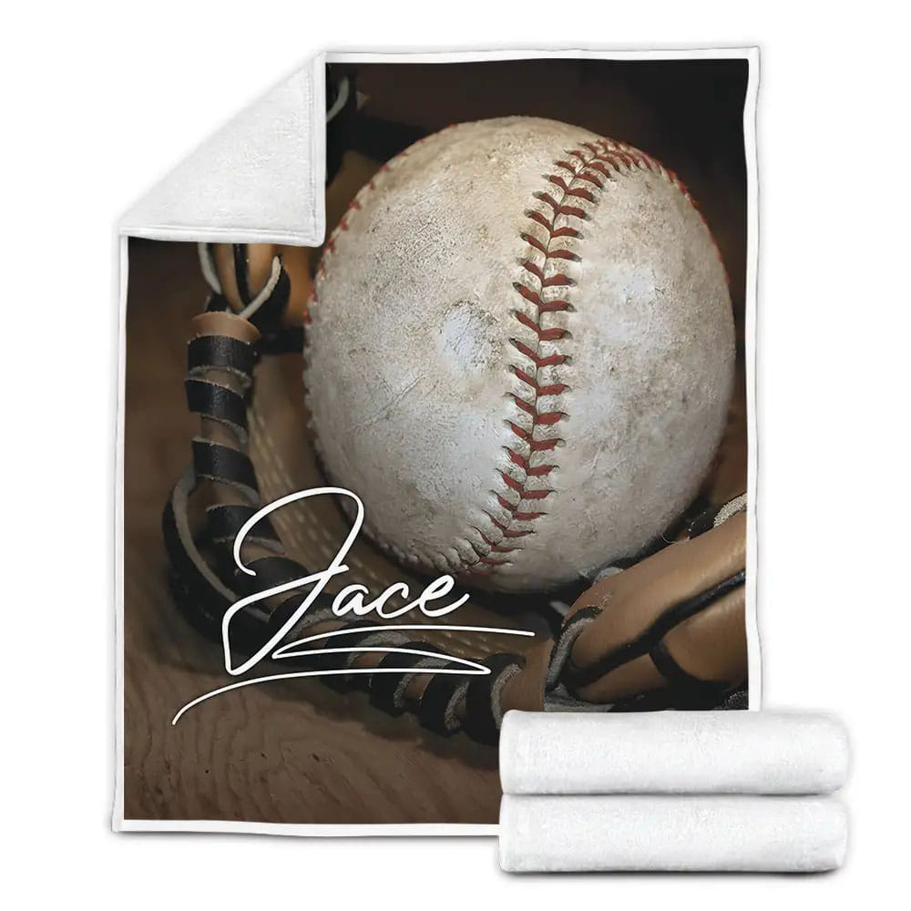 Petmytshirt Baseball Vintage Ball In Glove Fleece Blanket Perfect 