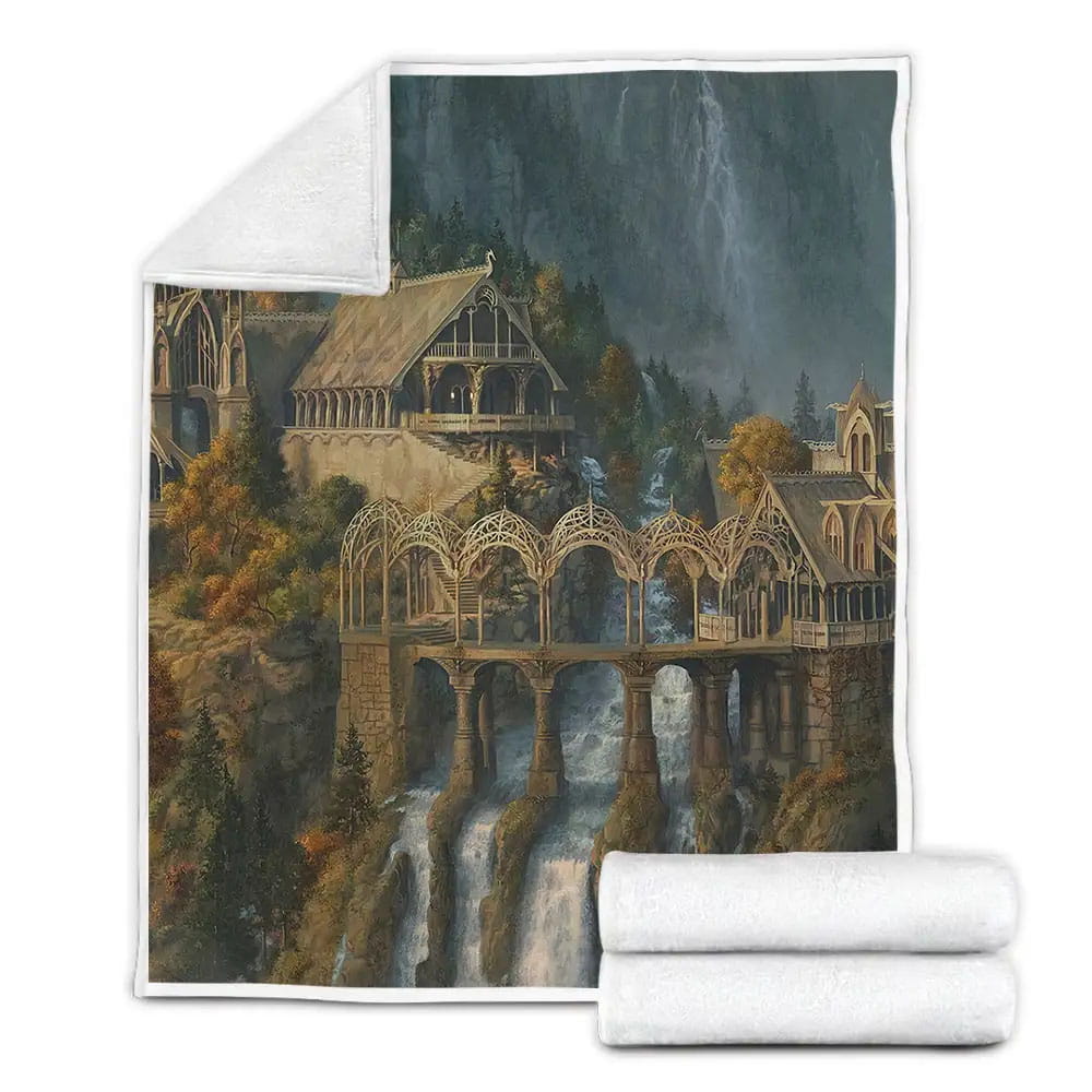 The Lord Of The Ring The Rivendell Pattern Fleece Blanket Perfect 