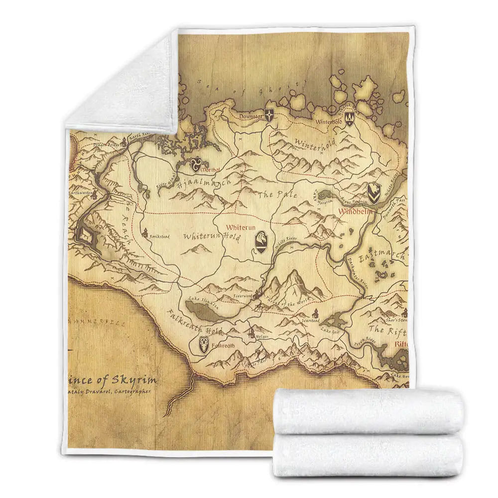 The Map Of Skyrims Fleece Blanket Gift For Christmas Thanksgiving Halloween
