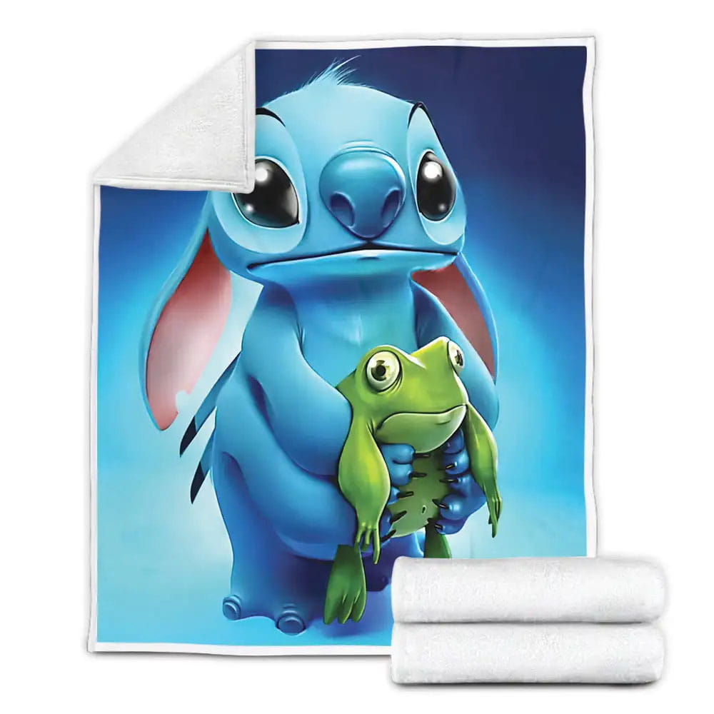 Stitch Frog Fleece Blanket Gift For Birthday Halloween Christmas Thanksgiving