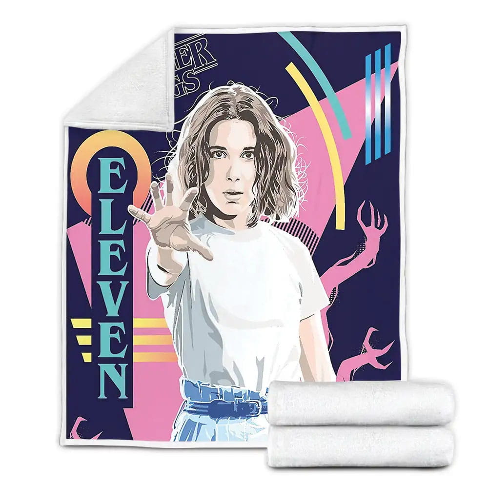 Stranger Things Eleven Sticker Illustration Fleece Blanket Perfect 