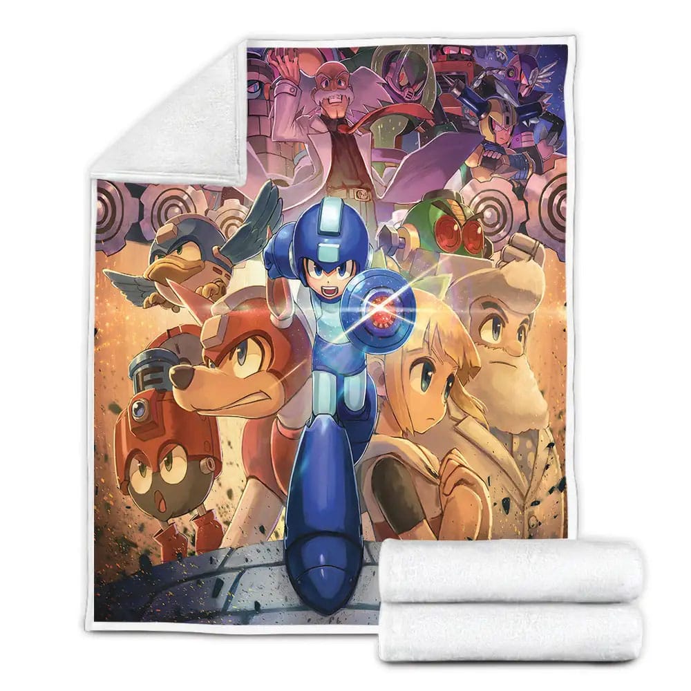 Mega Man Original Animated Poster Fleece Blanket Gift For Wife Husband Besties
