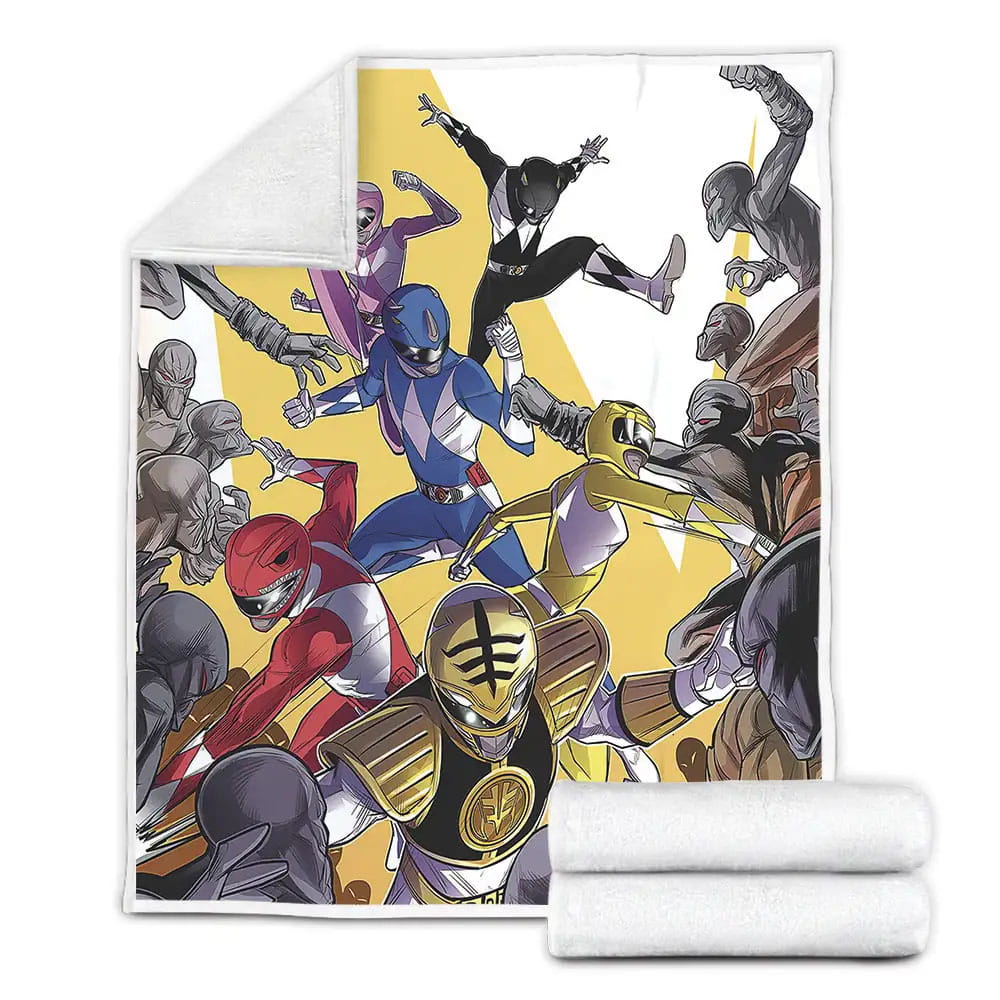 Power Rangers In Comic Art Poster Fleece Blanket Gift For Wife Husband Besties