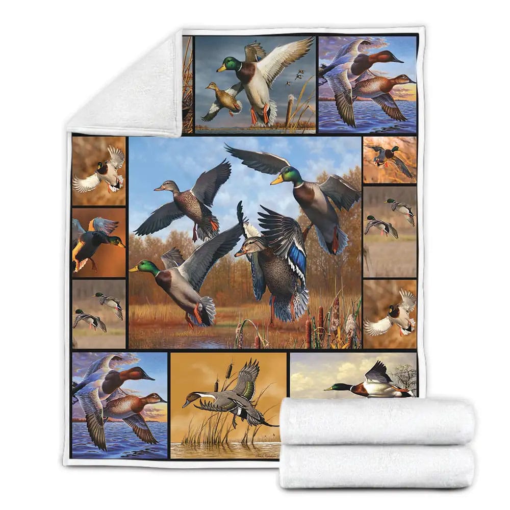 Flying Duck Fleece Blanket Gift For Birthday Halloween Christmas Thanksgiving